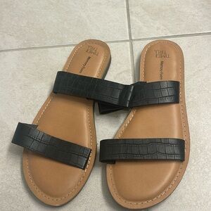 Snake Skin Black Sandals